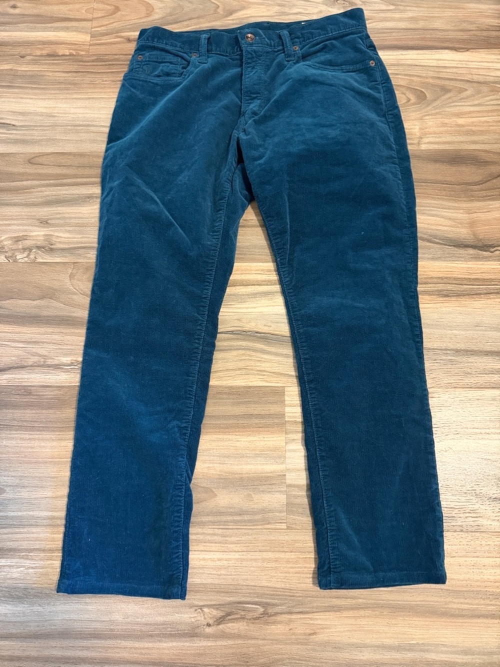 Todd Snyder Mens Stretch Corduroy Pants Teal Blue 30x27 Italian Fabric Luxury